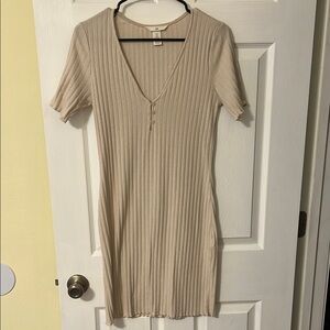 H&M Beige Ribbed Mini Dress